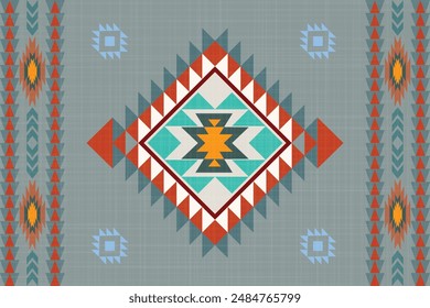 Navajo Native  inspired area rugs ethnic decor style. tribal vector seamless pattern. Indian ornament Boho geometric ornament.folk.orientel. Window .blanket, rug. Woven carpet.