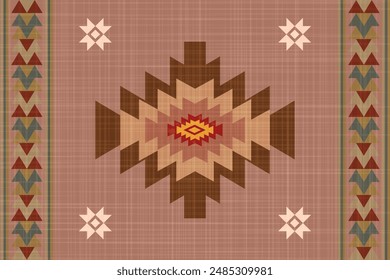 Navajo Native  inspired area rugs ethnic decor style. tribal vector seamless pattern. Indian ornament Boho geometric ornament.folk.orientel. Window .blanket, rug. Woven carpet.
