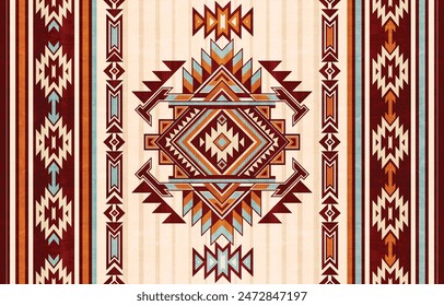 Navajo Native pattern american tribal indian ornament Aztec pattern geometric navajo ethnic textile texture tribal aztec pattern navajo mexican fabric seamless Vector Aztec decoration Native fashion