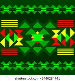 Navajo Pattern Fabric Design Concept Color Green Yellow Red. Print Clothing Pants Shirts Wallpaper Multipurpose cloth Home decoration Fashion Ethnic Textile industry and more.