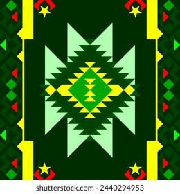 Navajo Pattern Fabric Design Concept Color Green Yellow Red. Print Clothing Pants Shirts Wallpaper Multipurpose cloth Home decoration Fashion Ethnic Textile industry and more.