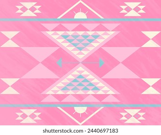 Navajo Pattern Fabric Design Concept Pastel Color Blue Pink Orange. Print Clothing Pants Shirts Wallpaper Multipurpose cloth Home decoration Fashion Ethnic Textile industry and more.
