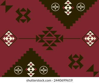 Navajo Pattern Fabric Design Concept Color Earth tones Orange Red Black. Print Clothing Pants Shirts Wallpaper Multipurpose cloth Home decoration Fashion Ethnic Textile industry and more.