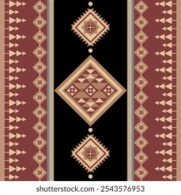 Padrão navajo. Projeto de padrão geométrico. Padrão ameríndio para roupas, tapete, azulejos, arte, decoração. Tema marrom.