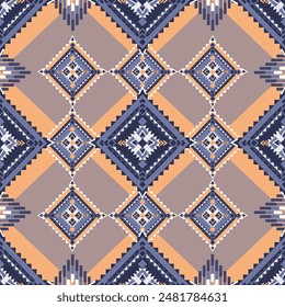 Navajo pattern, Geometric Ethnic pattern,
Native American tribal fabric, Aztec, tile, carpet, vector, illustration design, on orange background