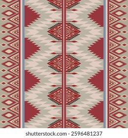 Navajo pattern Geometric shape  , Vector seamless pattern,  ,Vector Illustration ,  Native tribal fabric For Curtain, Carpet, Wallpaper,  Wrapping, Batik, skirt or Clothes