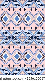 Navajo pattern with pink and blue tones. Navajo American seamless inspired design for scarf kerchief shirt fabric tablecloth pillow carpet rug phones cases clothing textile fabric print design.