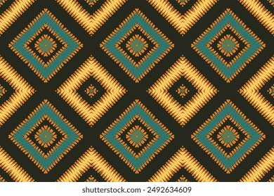 Patrón Navajo Seamless Bandana print seda Motif bordado, Ikat bordado Vector Diseño para imprimir tiritería funda de almohada sambal puri kurti mughal architecture