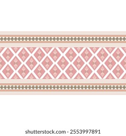 Navajo pattern Square shape on a white background pink geometric shapes Seamless zigzag pattern triangular shape illustration design Design lines for skirts, clothing, rugs, prints, knitting.
