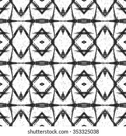 Navajo Pattern Vector. Aztec seamless pattern with ethnic motives. Black and white background with ornament.