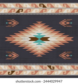 navajo pattern.Square shape on black background.Geometric shape.Brown pattern.Zigzag pattern.Seamless.Diamond shape.DIgital design.Illustration.Line.Design for rug.Blanket.Carpet.Printing. Knitting