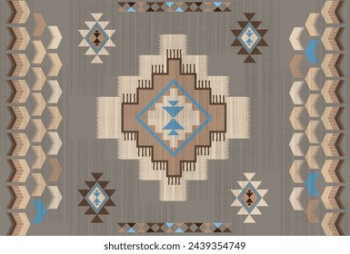 Navajo pattern.Square shape on grey background.Geometric shape.Brown pattern.Zigzag pattern.Seamless.Triangle shape.DIgital design.Illustration.Line.Design for skirt.Clothes.Carpet.Printing. Knitting 