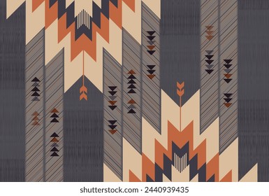 Navajo pattern.Square shape on grey background.Geometric shape.Brown pattern.Zigzag pattern.Seamless.Triangle shape.DIgital design.Illustration.Line.Design for skirt.Clothes.Carpet.Printing. Knitting 