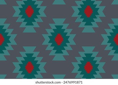 Navajo pattern.Square shape on grey background.Geometric shape.Zigzag pattern.Seamless.Triangle shape.DIgital design.Illustration.Line.Design for skirt.Clothes.Carpet.Printing. Knitting
