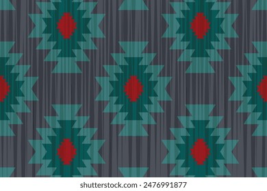 Patrón navajo.Forma cuadrada sobre fondo gris.Forma geométrica.Patrón en zigzag.Sin costuras.Forma triangular.Diseño digital.Ilustración.Línea.Diseño para falda.Ropa.Alfombra.Impresión. Tejido
