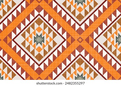 Navajo pattern.Square shape on grey background.Geometric shape.Brown pattern.Zigzag pattern.Seamless.Triangle shape.DIgital design.Illustration.Line.Design for skirt.Clothes.Carpet.Printing. Knitting