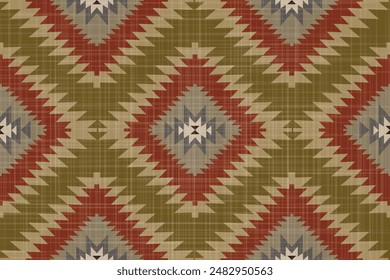 Navajo-Muster.Quadratische Form auf grauem Hintergrund.Geometrische Form.Braunes Muster.Zickzack-Muster.Nahtlose.Dreiecksform.DIgital design.Illustration.Line.Design für Rock.Clothes.Carpet.Printing. Strickarbeit