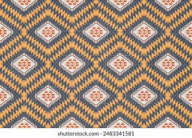 Navajo pattern.Square shape on grey background.Geometric shape.Brown pattern.Zigzag pattern.Seamless.Triangle shape.DIgital design.Illustration.Line.Design for skirt.Clothes.Carpet.Printing. Knitting