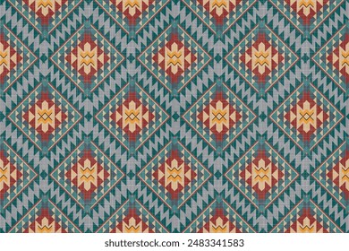 Navajo pattern.Square shape on grey background.Geometric shape.Brown pattern.Zigzag pattern.Seamless.Triangle shape.DIgital design.Illustration.Line.Design for skirt.Clothes.Carpet.Printing. Knitting