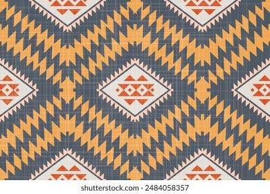 Navajo-Muster.Quadratische Form auf grauem Hintergrund.Geometrische Form.Braunes Muster.Zickzack-Muster.Nahtlose.Dreiecksform.DIgital design.Illustration.Line.Design für Rock.Clothes.Carpet.Printing. Strickarbeit