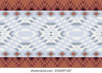 Navajo pattern.Square shape on grey background.Geometric shape.Brown pattern.Zigzag pattern.Seamless.Triangle shape.DIgital design.Illustration.Line.Design for skirt.Clothes.Carpet.Printing. Knitting