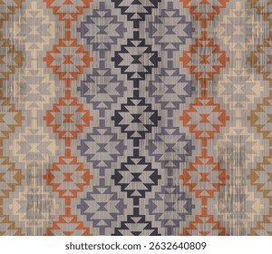 Motif Navajo.Forme carrée sur fond gris.Forme géométrique.Motif diagonal.Motif zigzag.Forme harmonieuse.Forme triangulaire.Design numérique.Illustration.Line.Design pour vêtements.Carpet.Printing. Tricotage