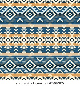 Navajo pixel seamless pattern design. Native American tribal South Western colorful tone design. Vector seamless pattern for carpet, background, wallpaper, wrapping paper, embroidery.