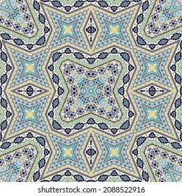 Navajo repeating pattern vector design. Oriental geometric texture. Scarf print in ethnic style. Patchwork motifs in african style.