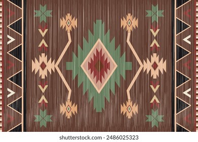 Alfombras navajo con motivos geométricos tradicionales y diseños del suroeste inspirados en el arte de los indígenas de América del Norte.