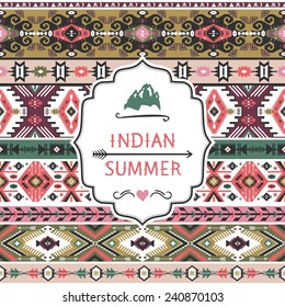 Navajo seamless colorful  tribal pattern with quotes