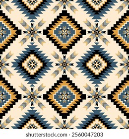 Navajo seamless pattern. Native American Geometric shape. Zigzag seamless pattern triangle shape. Digital design vector. Design for 	Blanket, woven carpet, wallpaper, wrapping paper, background.