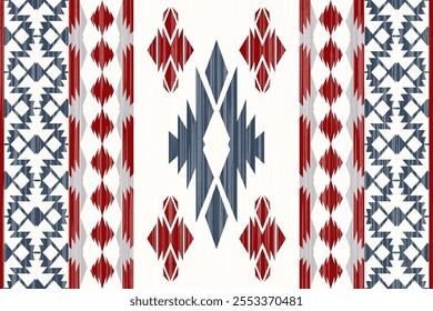 Padrão navajo sem emenda. Ornamento nativo. Estilo de decoração étnica. É ornamento geométrico Boho. Padrão sem emenda do vetor. Cobertor mexicano, tapete. Tapete tecido