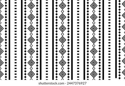 Navajo southwest geometric seamless pattern fabric black and white design for textile printing