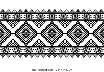 Navajo southwest geometric seamless pattern fabric black and white design for textile printing