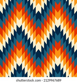 Navajo style seamless pattern with retro color palette - ethnic geometric colorful print design