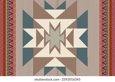 Navajo Tribal Aztec Geometric Seamless Pattern. Southwest Native Ethnic Zigzag Design for Textile and Home Decor. 