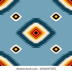 Navajo tribal ethnic Aztec  seamless pattern. South Western motif Mexican. Vector Navajo textile. Boho rug Woven carpet decor style. Design for Batik, fabric, clothing. Geometric ornament Indian.  