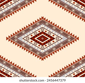 Navajo tribal ethnic Aztec  seamless pattern. South Western motif Mexican. Vector Navajo textile. Boho rug Woven carpet decor style. Design for Batik, fabric, clothing. Geometric ornament Indian.  