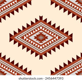 Navajo tribal ethnic Aztec  seamless pattern. South Western motif Mexican. Vector Navajo textile. Boho rug Woven carpet decor style. Design for Batik, fabric, clothing. Geometric ornament Indian.  