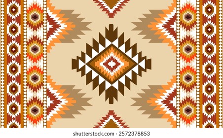 Navajo tribal ethnic Aztec seamless pattern. South Western motif Mexican. Vector Navajo textile. Boho rug Woven carpet decor style. Design for Batik, fabric, clothing. Geometric ornament Indian.
