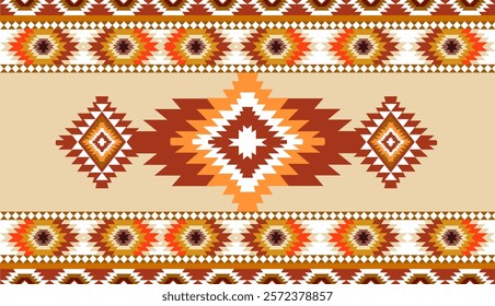 Navajo tribal ethnic Aztec seamless pattern. South Western motif Mexican. Vector Navajo textile. Boho rug Woven carpet decor style. Design for Batik, fabric, clothing. Geometric ornament Indian.
