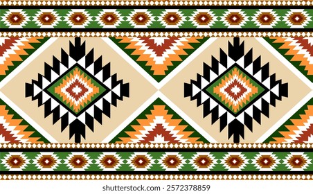 Navajo tribal ethnic Aztec seamless pattern. South Western motif Mexican. Vector Navajo textile. Boho rug Woven carpet decor style. Design for Batik, fabric, clothing. Geometric ornament Indian.
