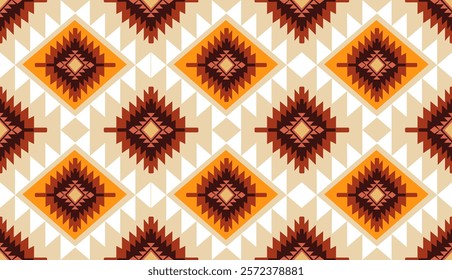 Navajo tribal ethnic Aztec seamless pattern. South Western motif Mexican. Vector Navajo textile. Boho rug Woven carpet decor style. Design for Batik, fabric, clothing. Geometric ornament Indian.
