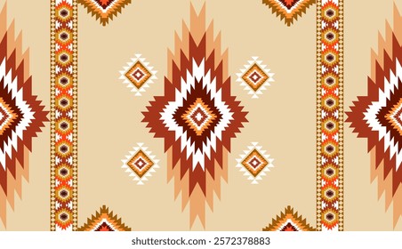 Navajo tribal ethnic Aztec seamless pattern. South Western motif Mexican. Vector Navajo textile. Boho rug Woven carpet decor style. Design for Batik, fabric, clothing. Geometric ornament Indian.
