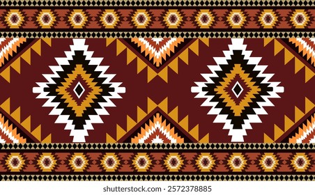 Navajo tribal ethnic Aztec seamless pattern. South Western motif Mexican. Vector Navajo textile. Boho rug Woven carpet decor style. Design for Batik, fabric, clothing. Geometric ornament Indian.
