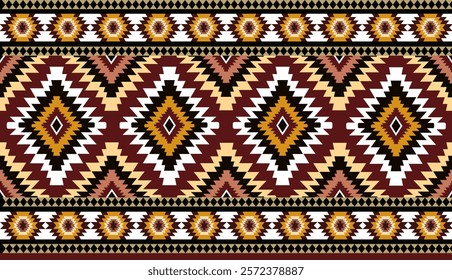 Navajo tribal ethnic Aztec seamless pattern. South Western motif Mexican. Vector Navajo textile. Boho rug Woven carpet decor style. Design for Batik, fabric, clothing. Geometric ornament Indian.
