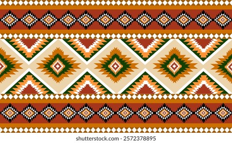 Navajo tribal ethnic Aztec seamless pattern. South Western motif Mexican. Vector Navajo textile. Boho rug Woven carpet decor style. Design for Batik, fabric, clothing. Geometric ornament Indian.
