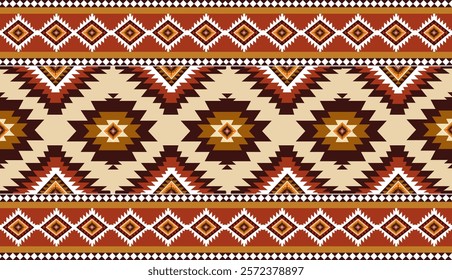 Navajo tribal ethnic Aztec seamless pattern. South Western motif Mexican. Vector Navajo textile. Boho rug Woven carpet decor style. Design for Batik, fabric, clothing. Geometric ornament Indian.
