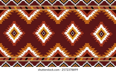 Navajo tribal ethnic Aztec seamless pattern. South Western motif Mexican. Vector Navajo textile. Boho rug Woven carpet decor style. Design for Batik, fabric, clothing. Geometric ornament Indian.
