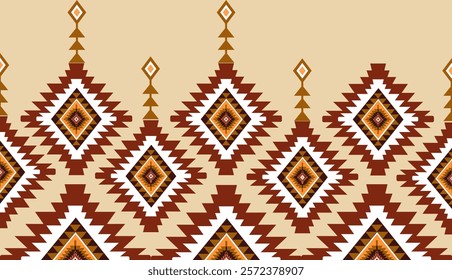 Navajo tribal ethnic Aztec seamless pattern. South Western motif Mexican. Vector Navajo textile. Boho rug Woven carpet decor style. Design for Batik, fabric, clothing. Geometric ornament Indian.
